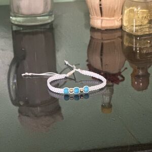 White and Blue Beaded Bracelet